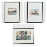 Utagawa Hiroshige (1797-1858), 3 Farbholzschnitte