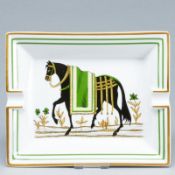 Aschenbecher - Pferd mit grüner Decke. Hermès Porzellan, Paris.