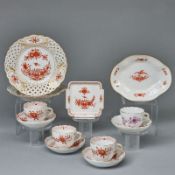 2 Durchbruchteller, 1 quadratische Schale, 3 Mokkatassen und 1 Mokkatasse und 1 passige Schale. Meis