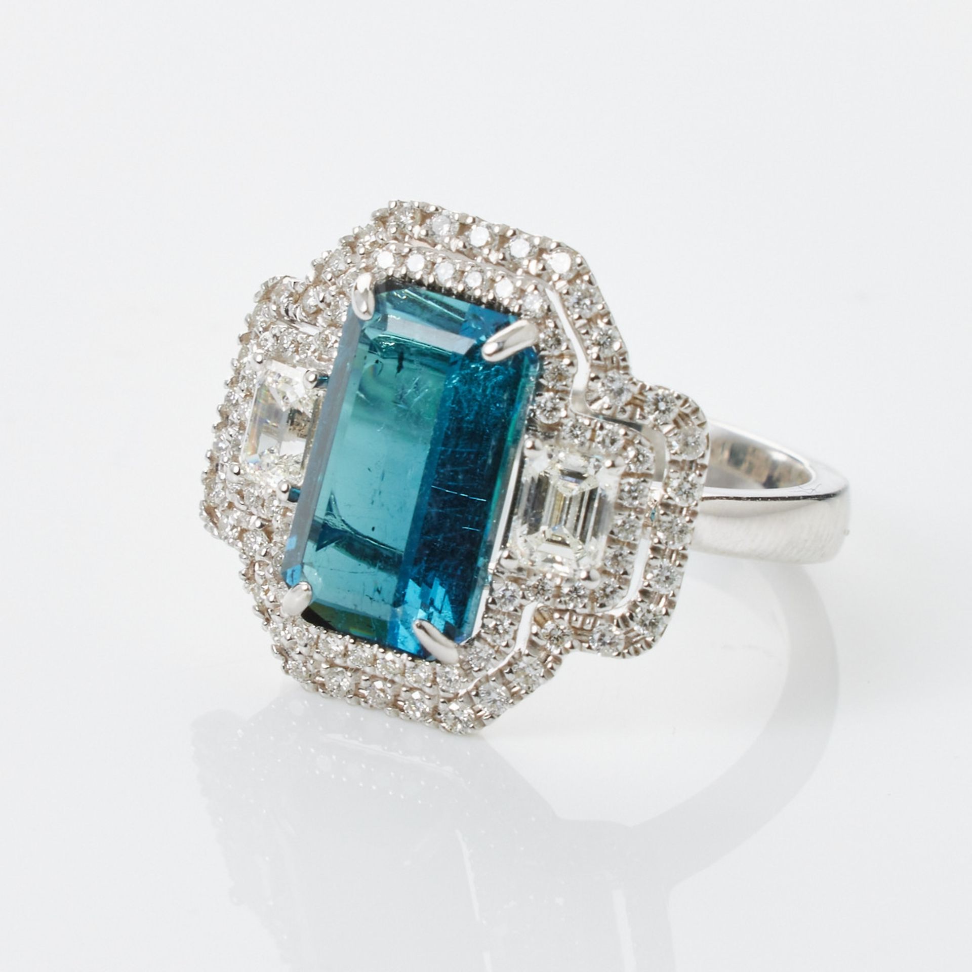 Blauer Turmalinring mit zwei weißen Diamanten - Bild 2 aus 2