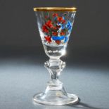 Rheinwein-Glas / Kelchglas mit Wappen derer von Düringen. Josephinenhütte, Schreiberhau um 1890-1900