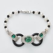 Bezauberndes Turmalin-Armband mit Onyx und Perlen