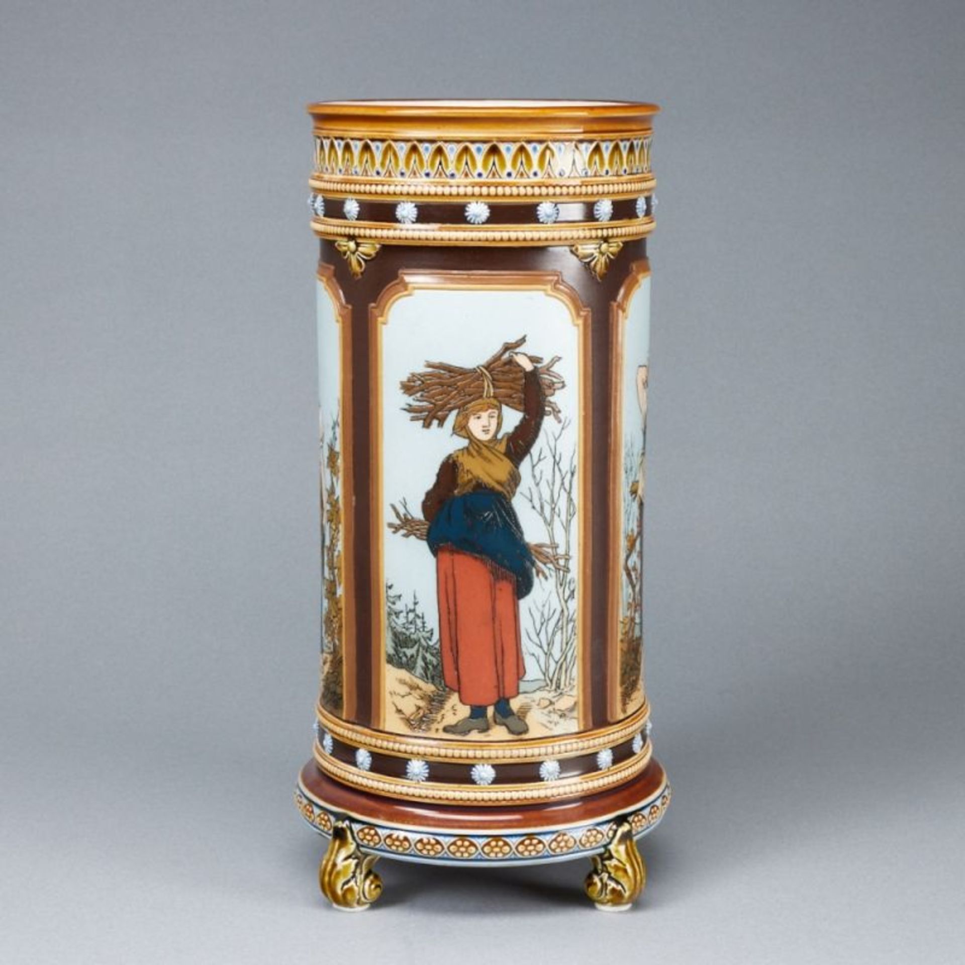 Jugendstil Vase - Vier Jahreszeiten. Villeroy & Boch, Mettlach um 1885. - Bild 4 aus 4
