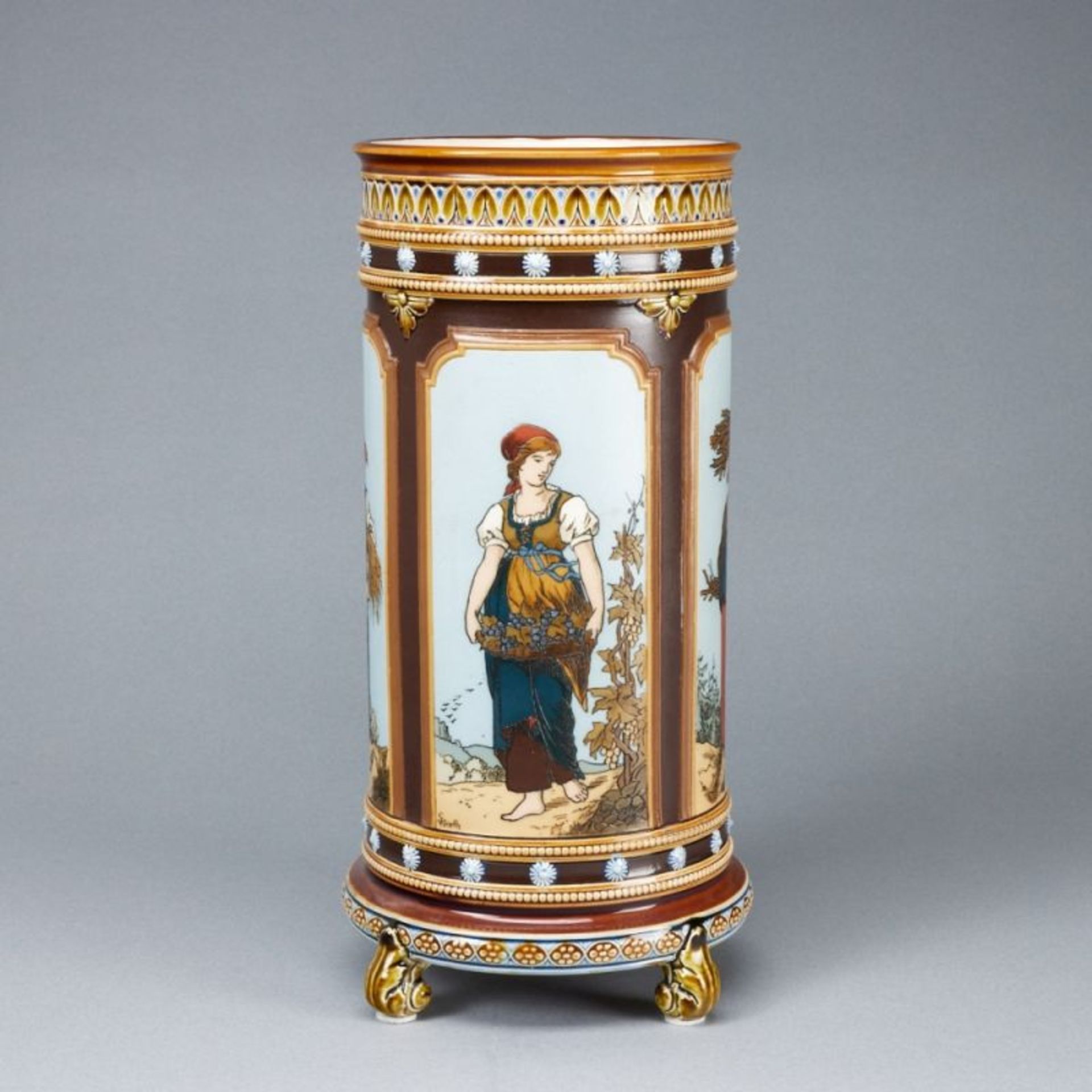 Jugendstil Vase - Vier Jahreszeiten. Villeroy & Boch, Mettlach um 1885. - Bild 3 aus 4