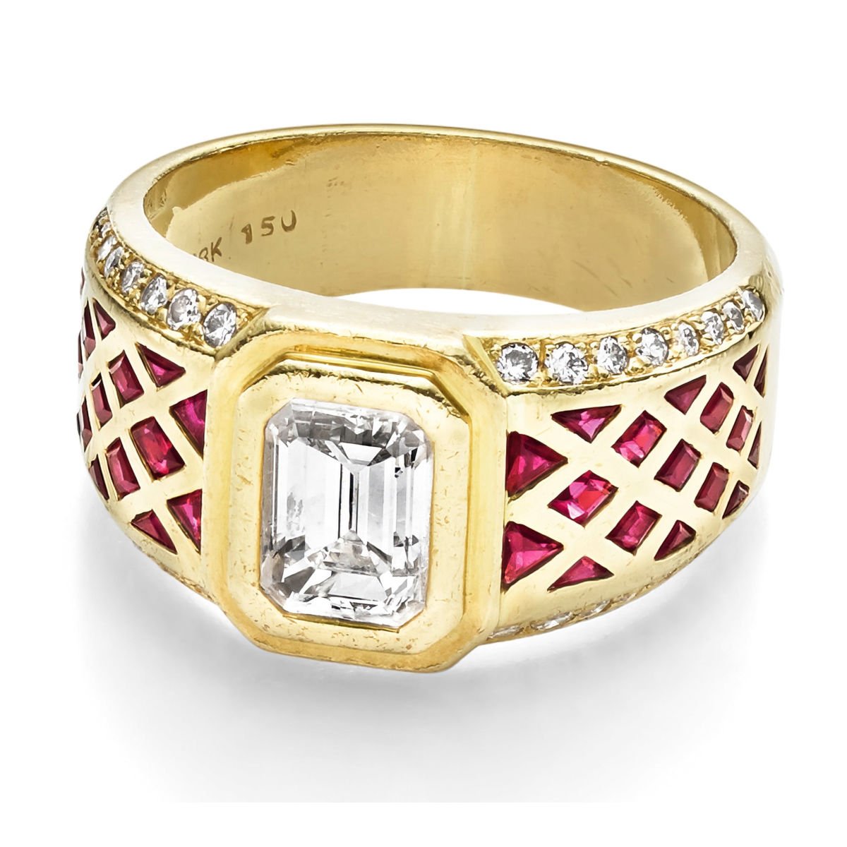 Diamond ring with ruby mosaic  - Image 2 of 2