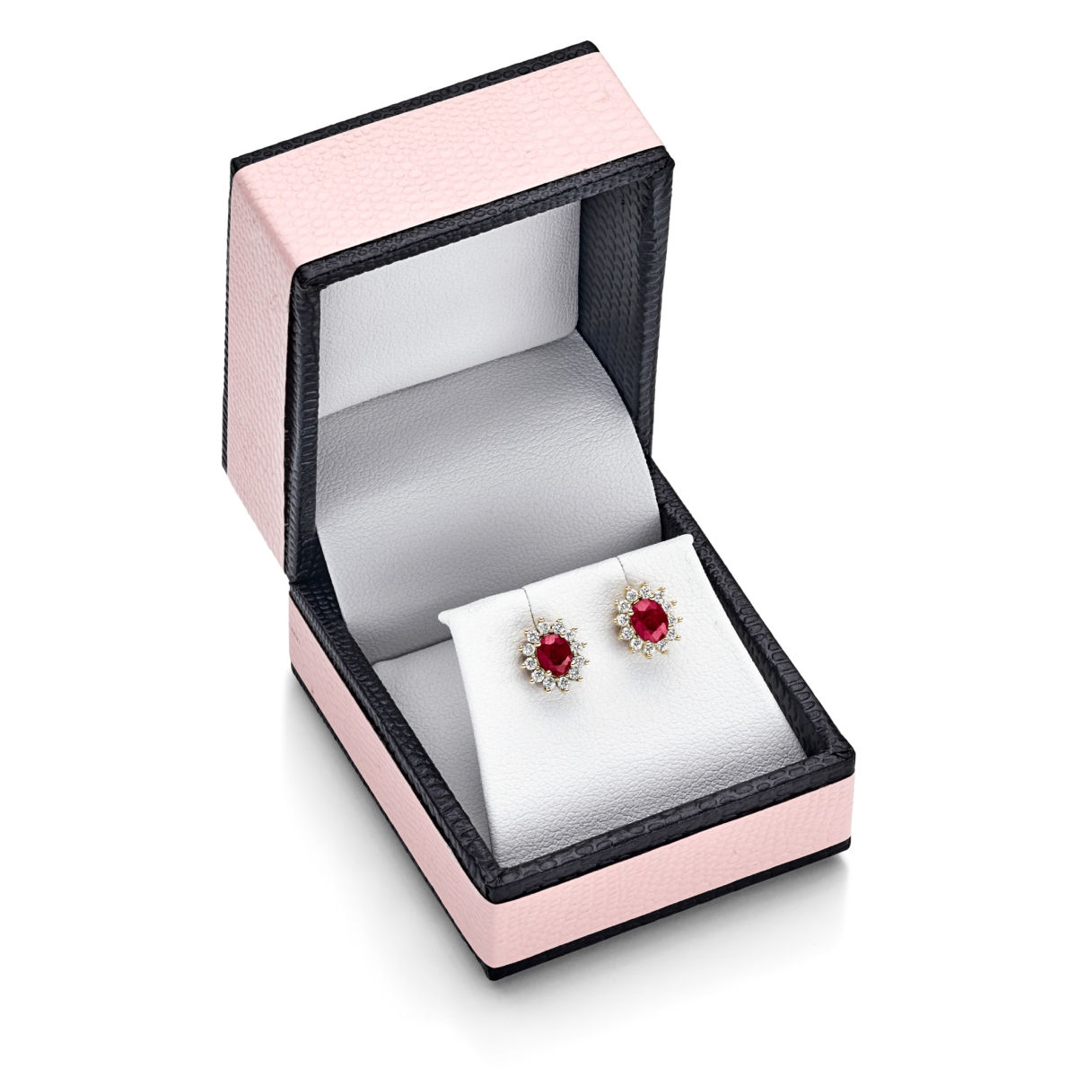 Entourage ear studs with rubies and diamonds 