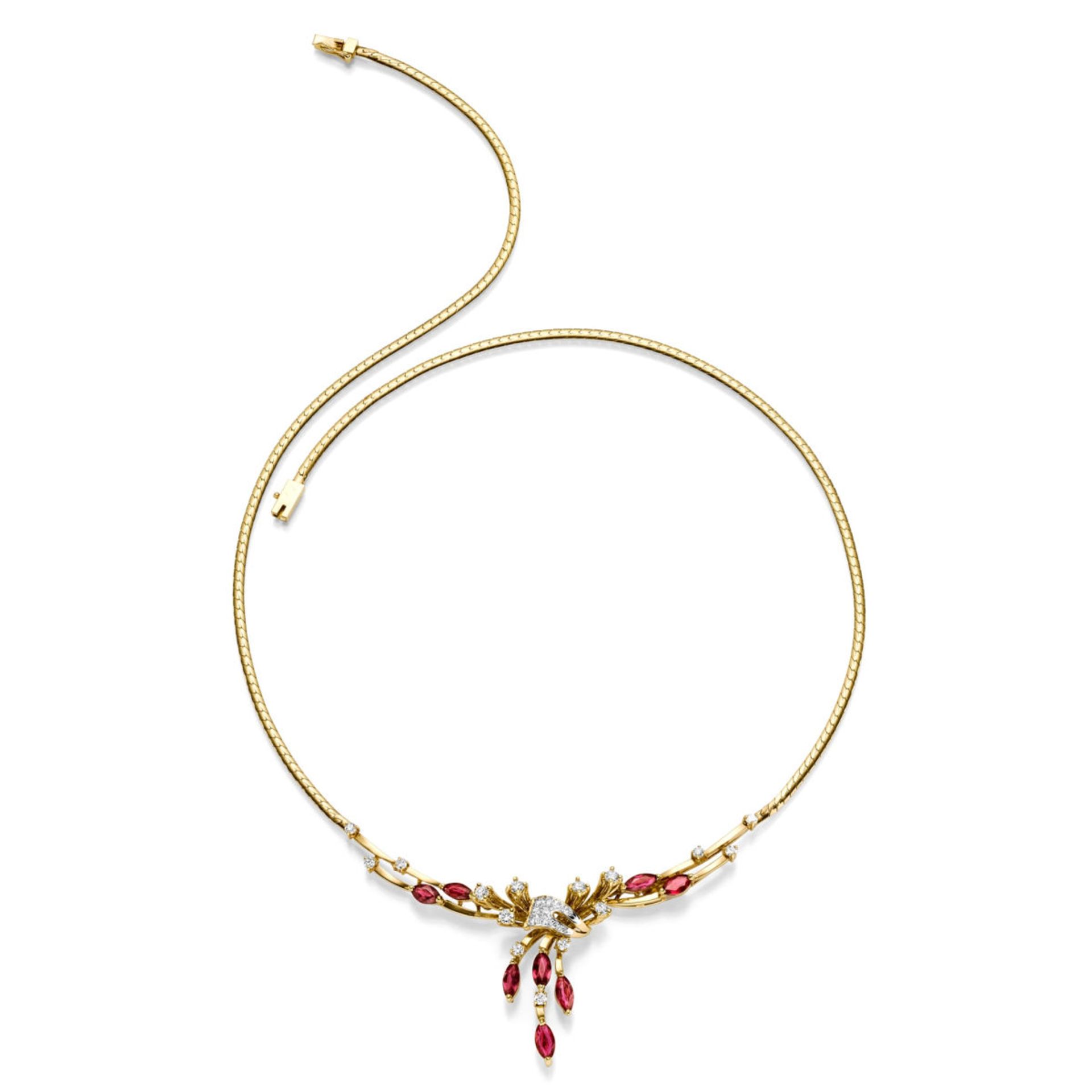 Ruby necklace with diamonds 