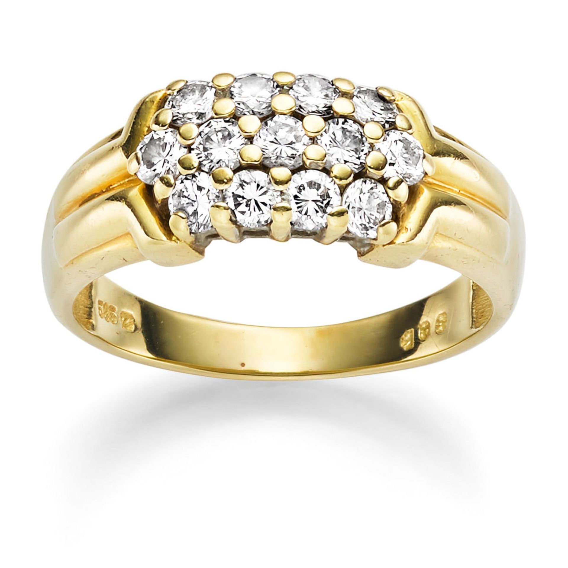 Band ring with diamond pave 