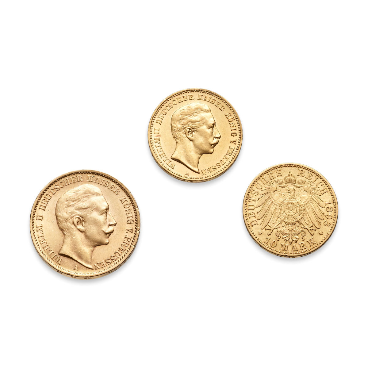 Collection of three German gold coins