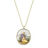 Galantes Meissen Porzellanmedaillon mit Kette