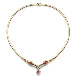 Necklace with rubies and diamonds 