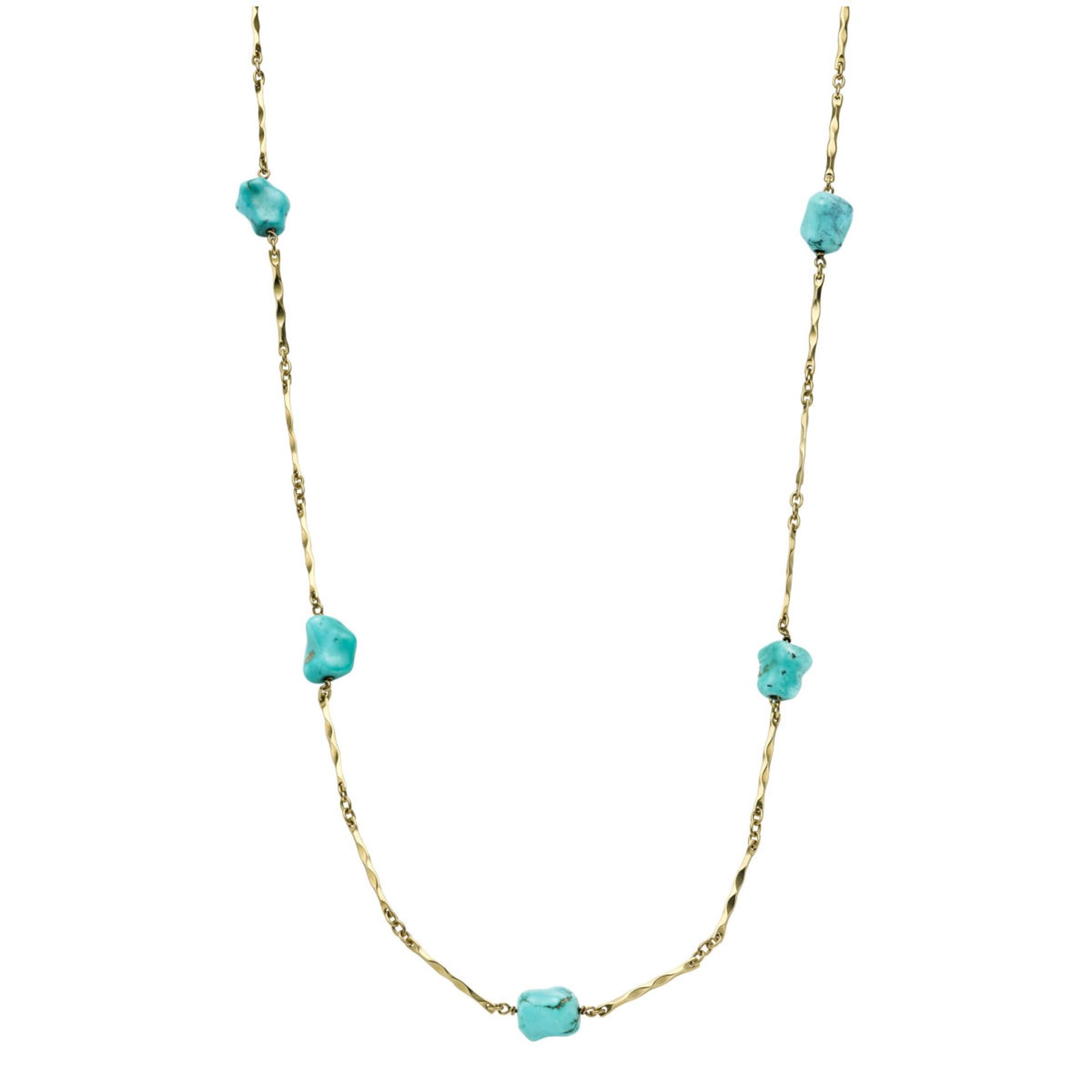 Pullover necklace with turquoises 