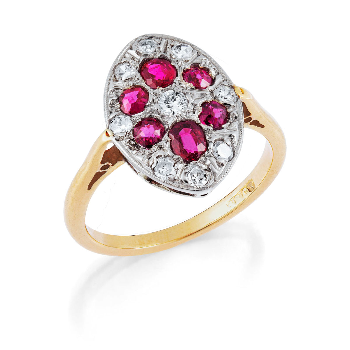 Art Deco ruby ring with diamonds 
