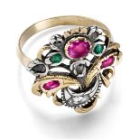 «Giardinetto» Ring mit Rubinen, Smaragden und Diamantrosen