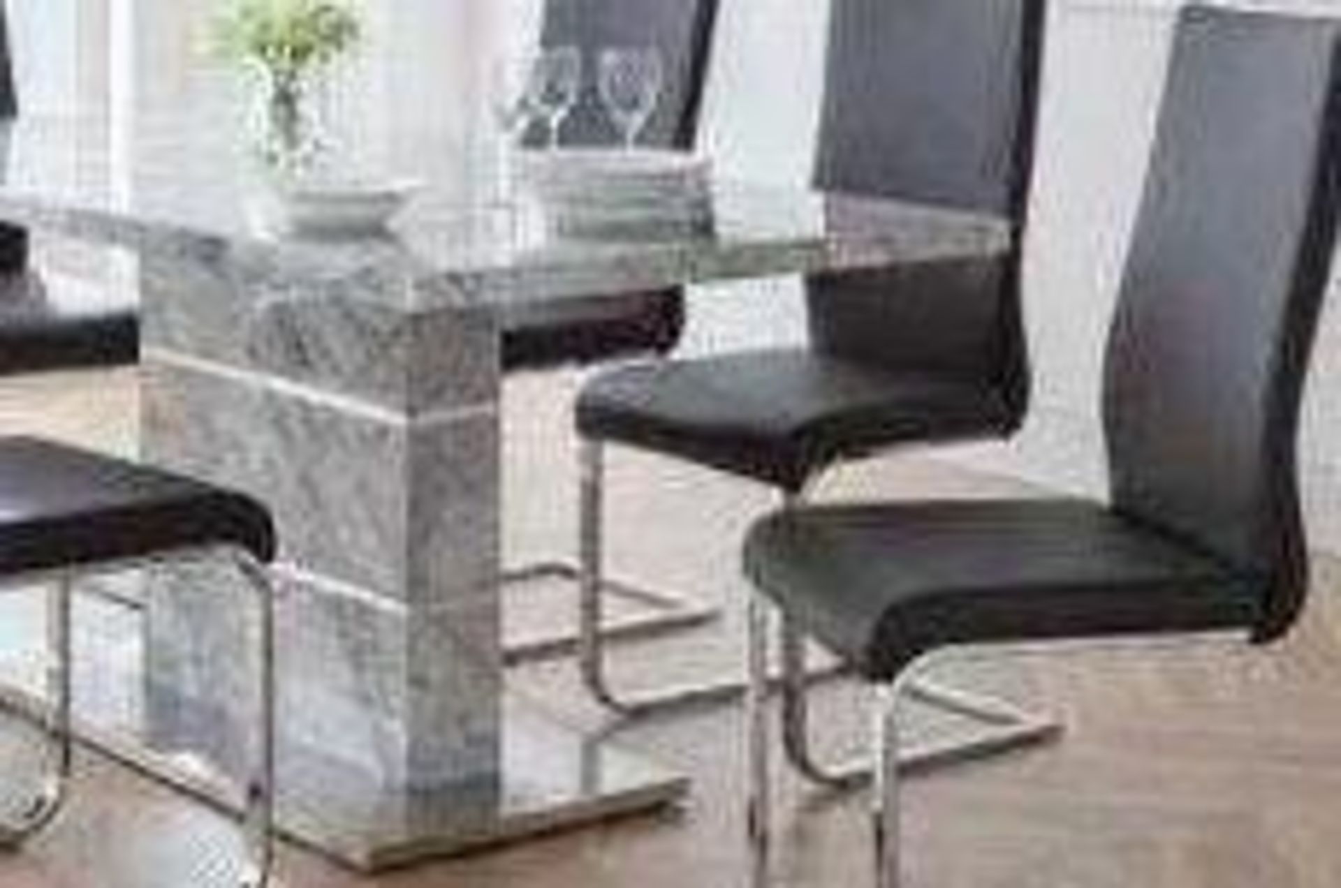 BRAND NEW Rimini marble effect table and chair set. RRP: £1,499 - Image 2 of 2