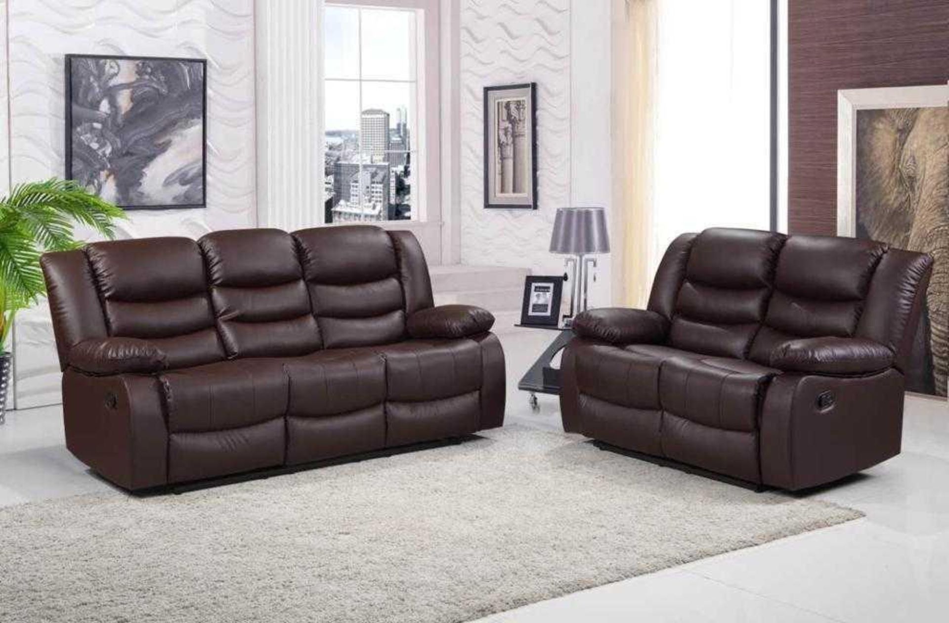 BRAND NEW Malaga 3 + 2 seater manual recliner sofa. RRP:£1,599