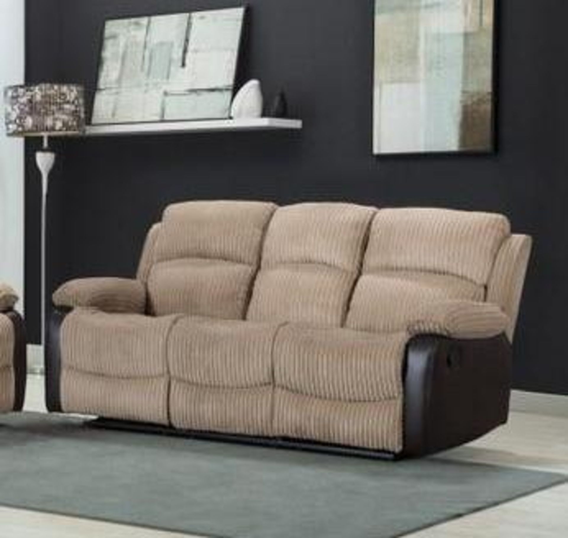 BRAND NEW Woodstock 3 seater fabric manual reclining sofa. RRP: £949