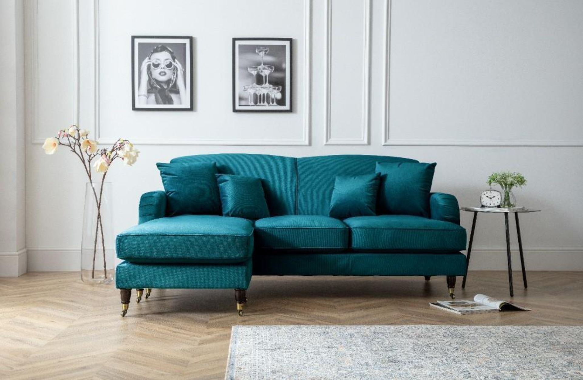 Brand new Boxed Piper Corner Chaise in Peacock