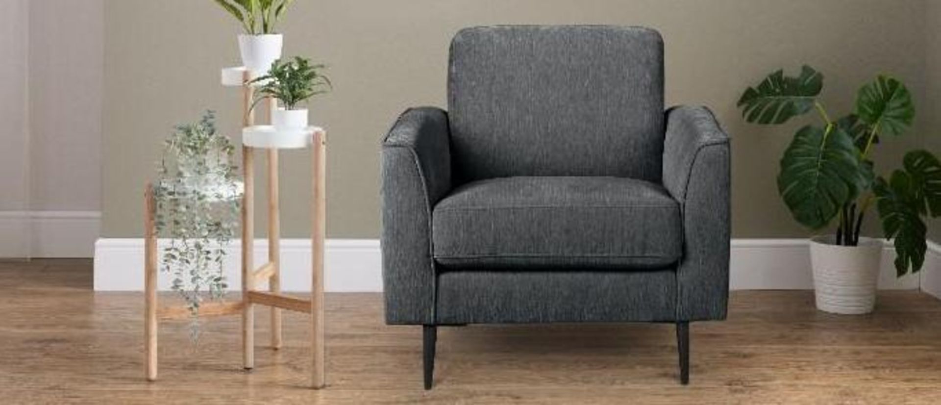 Brand new Boxed Vista Upholstered Armchair in Charcoal - Image 2 of 2