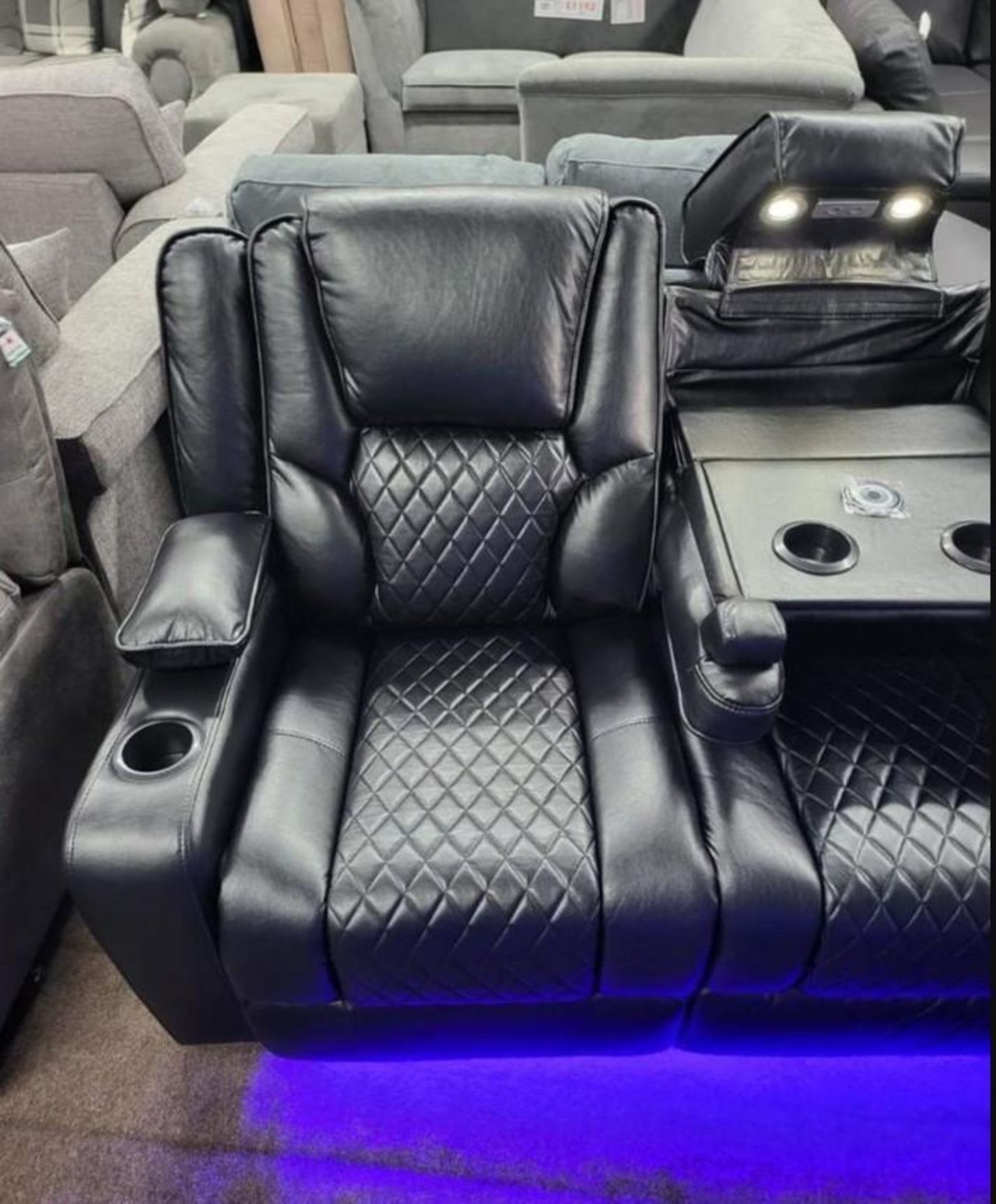 BRAND NEW Bentley Black Leather 3 Seater Electric Recliner With Wireless Charging and Floor lights! - Image 6 of 6