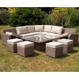 *TRADE LOT BRAND NEW* 5 X 9 Seater Outdoor Rise and Fall Table Dining Set in Natural. RRP:£2,698