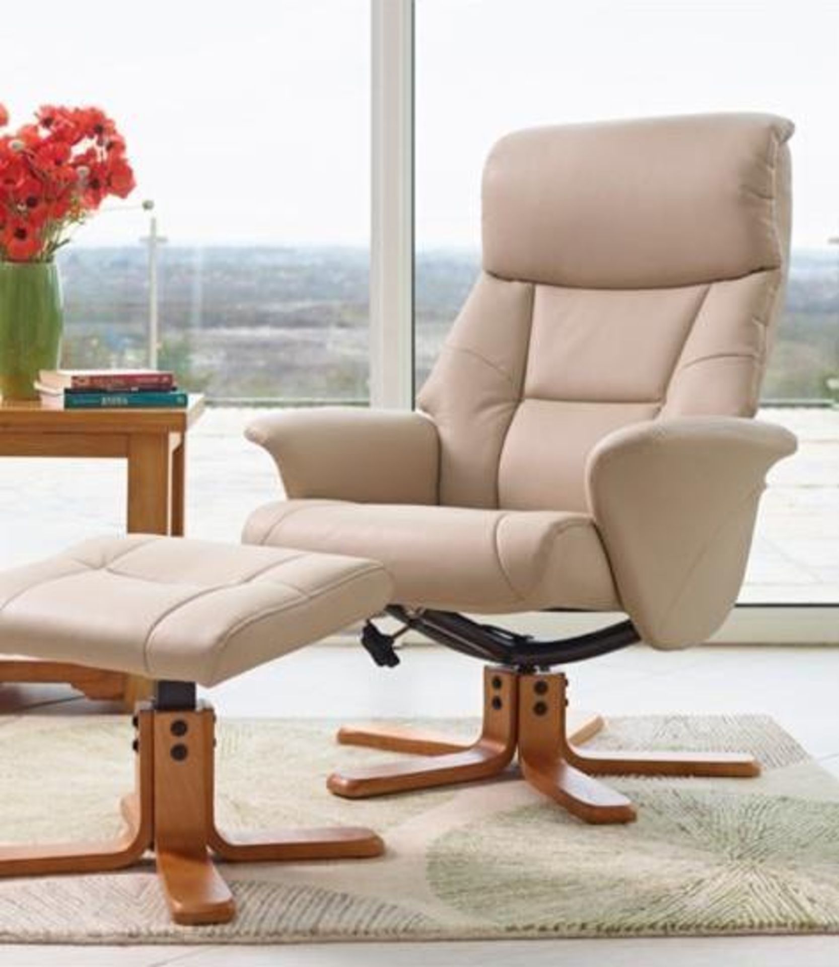 * TRADE LOT* 2 X BRAND NEW Florence swivel recliner and footstool cafe latte RRP: £549