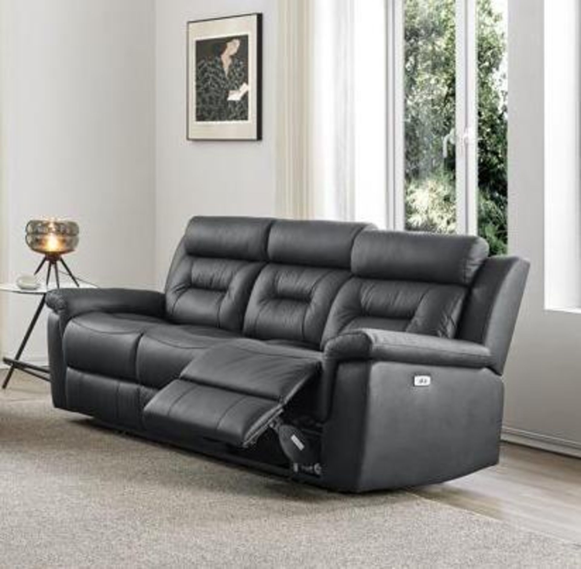 *BRAND NEW* Milano Leather Electric Recliner Collection 3 + 2 in Black. - Image 2 of 3