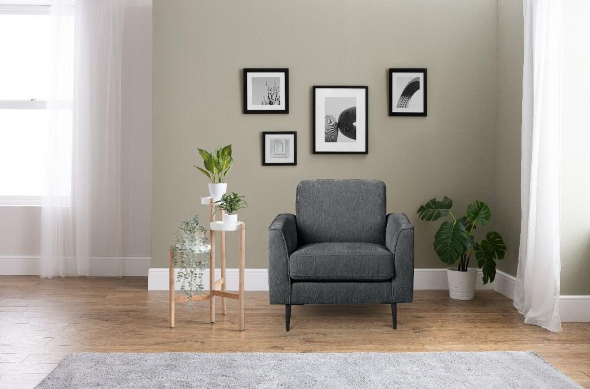 Brand new Boxed Vista Upholstered Armchair in Charcoal