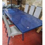 *EX DISPLAY* MAGNIFICENT Furniture Village Alf st Moritz twin pedestal blue lacquered dining table.