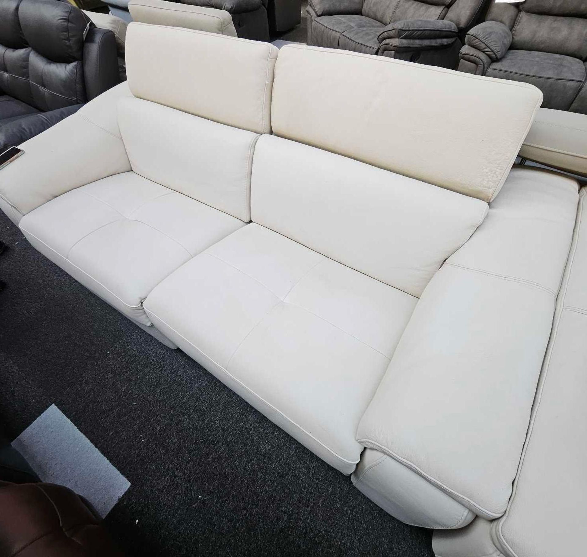 *EX DISPLAY* Nicolette 3 + 1 + 1 sofa with power reclining headrest and 2 power chairs in cream.