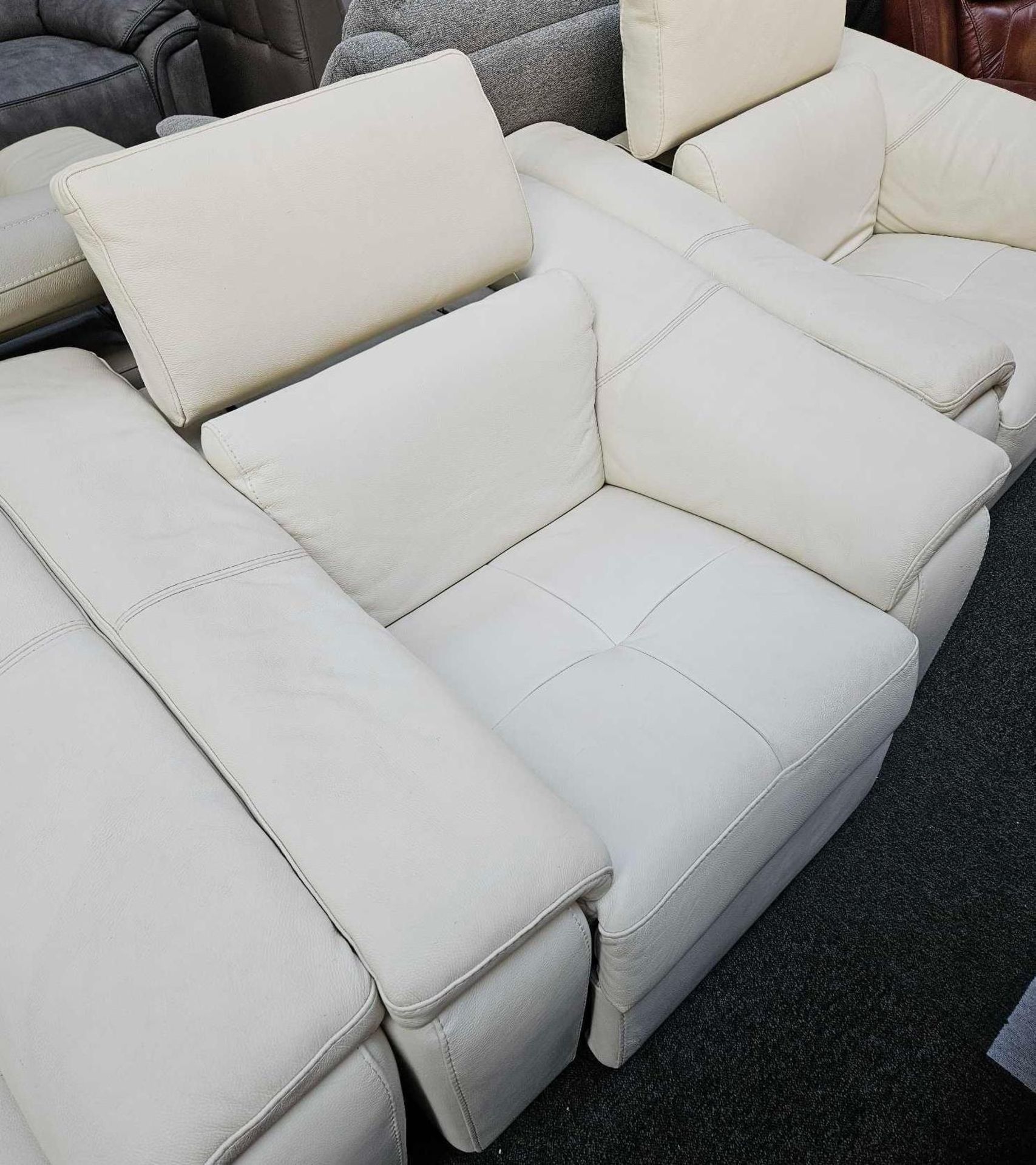 *EX DISPLAY* Nicolette 3 + 1 + 1 sofa with power reclining headrest and 2 power chairs in cream. - Image 3 of 4