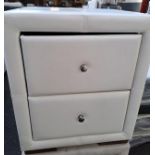 *BRAND NEW* White glass leather 2 drawer bedside cabinet.
