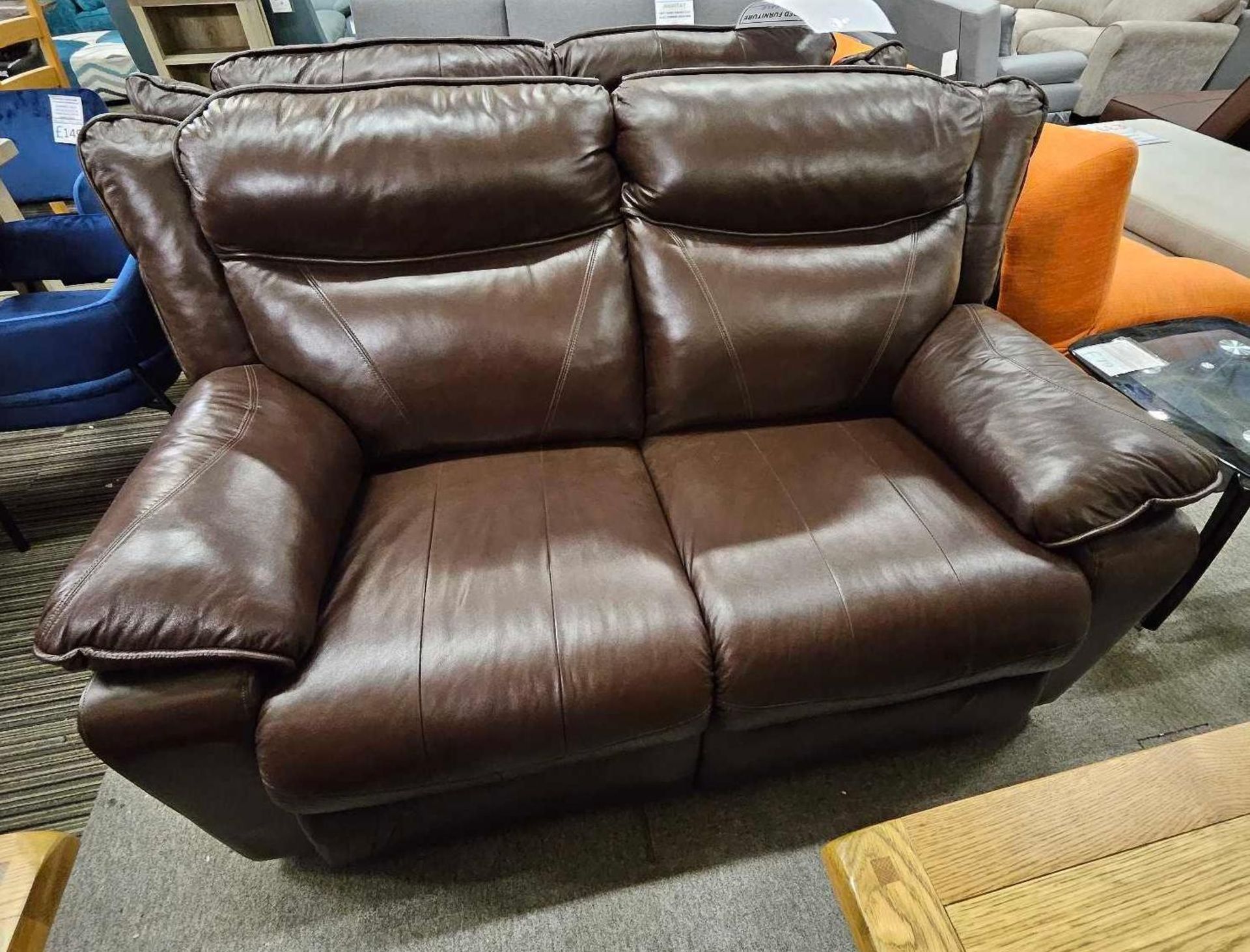 *EX DISPLAY* Santa fe 2 + 2 seater sofa in chocolate brown full leather. - Image 2 of 8