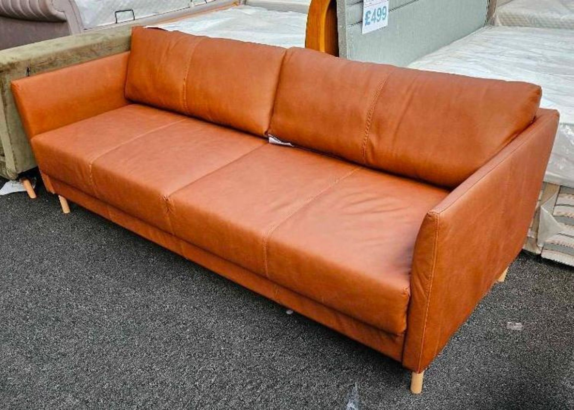 *EX DISPLAY* Habitat Extra large Hide leather sofa bed in Tan colour.