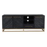 *BRAND NEW* Trisulli large black planked ash style side board with gold metal base. RRP: £619.99