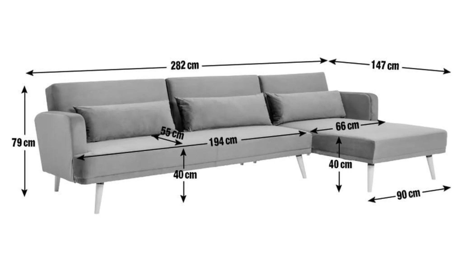 *EX DISPLAY* Habitat left hand facing clic clac corner sofa bed in grey. - Image 5 of 5