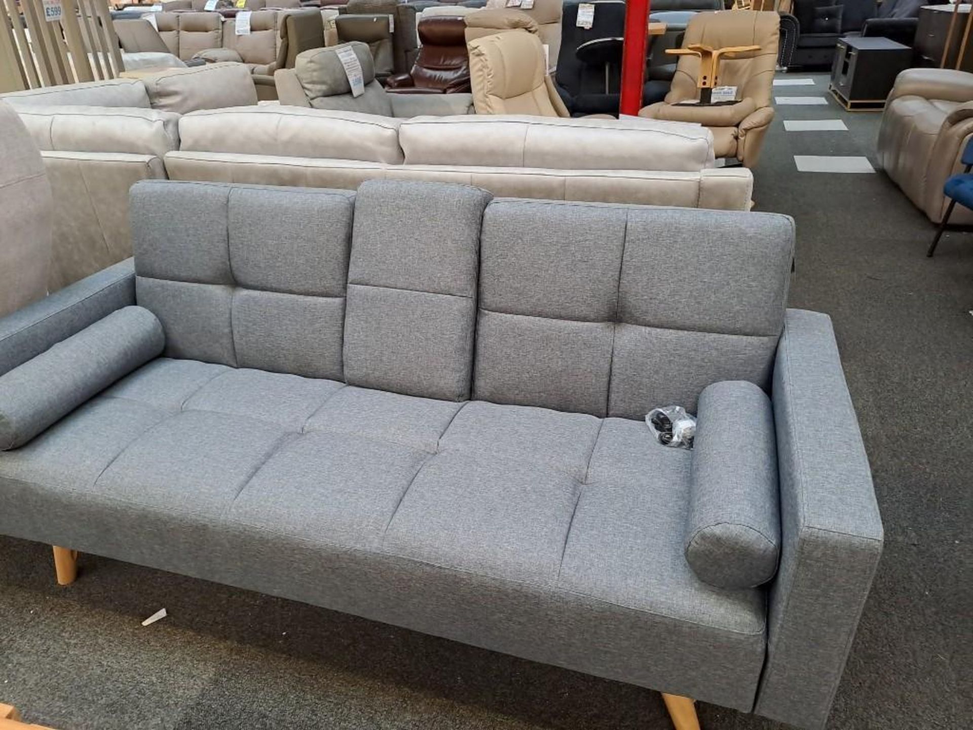 *BRAND NEW* Heavy Duty Clic Clac sofa bed with 2 bolsters, dual usb & charger socket. - Image 2 of 11