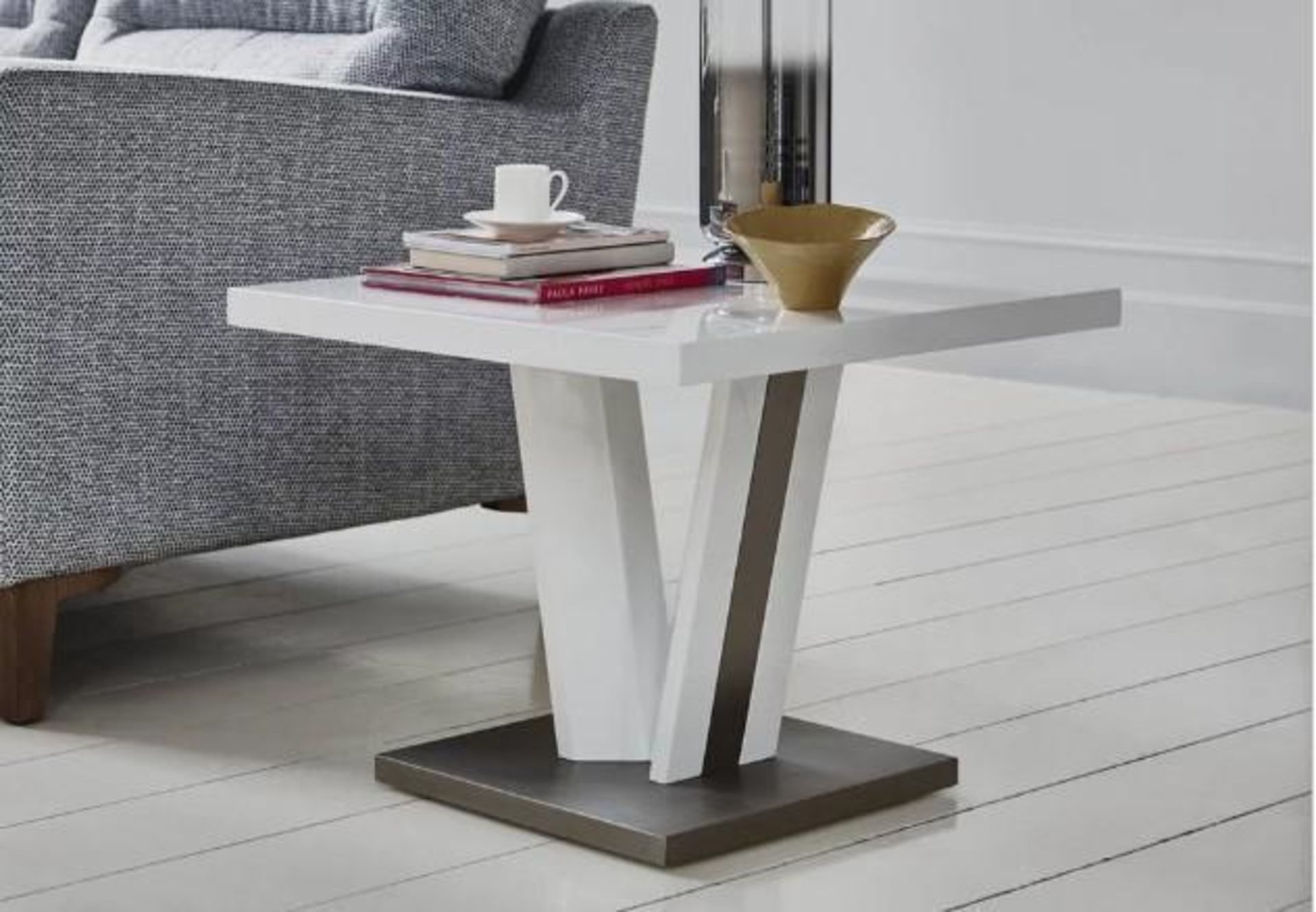 * EX DISPLAY* Furniture Village Bianco white lamp table. RRP: £299.00
