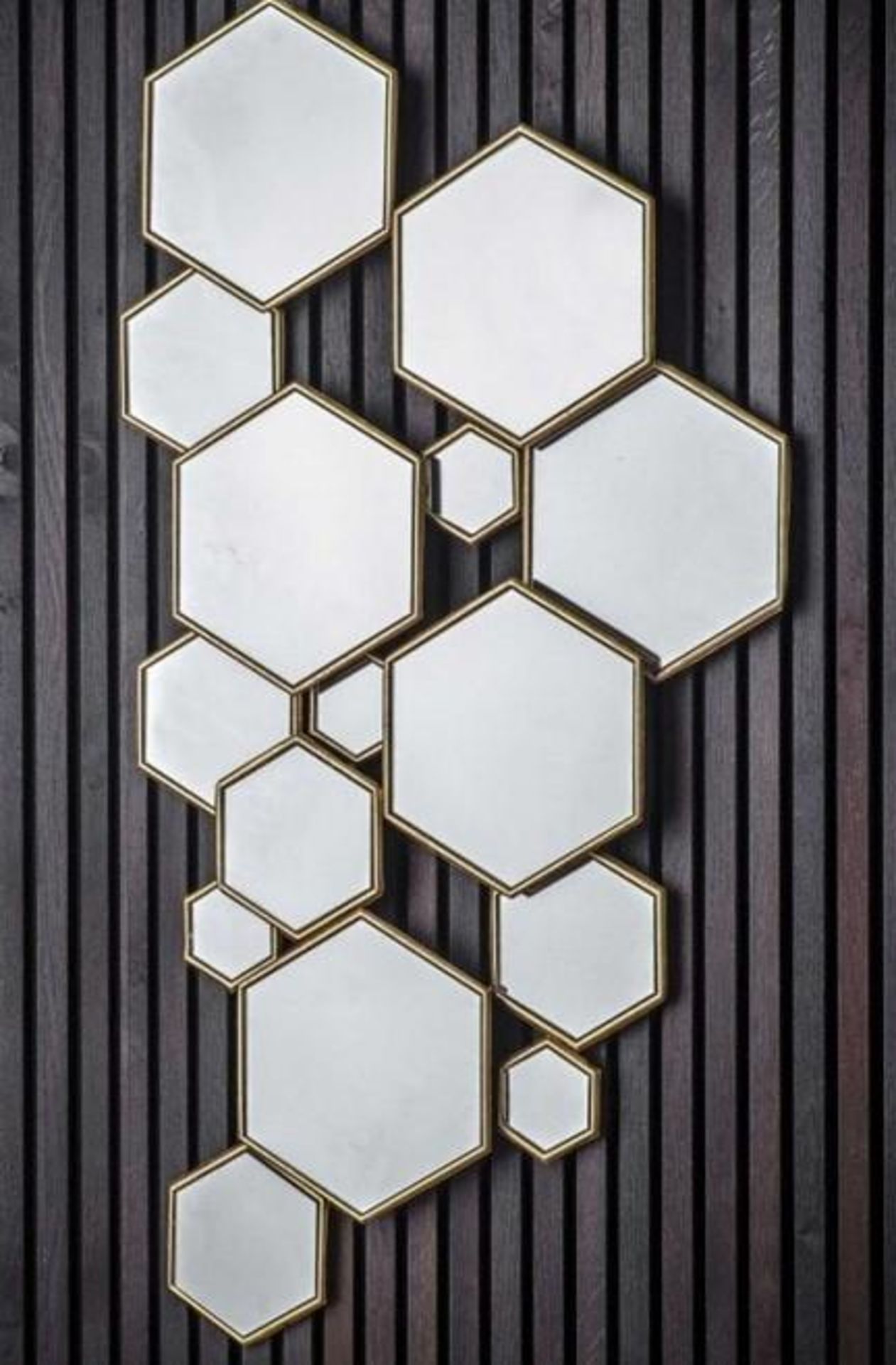 *EX DISPLAY* Ostara 15 Pane Gold Hexagon Mirror. 120 X 64cm - Image 3 of 3