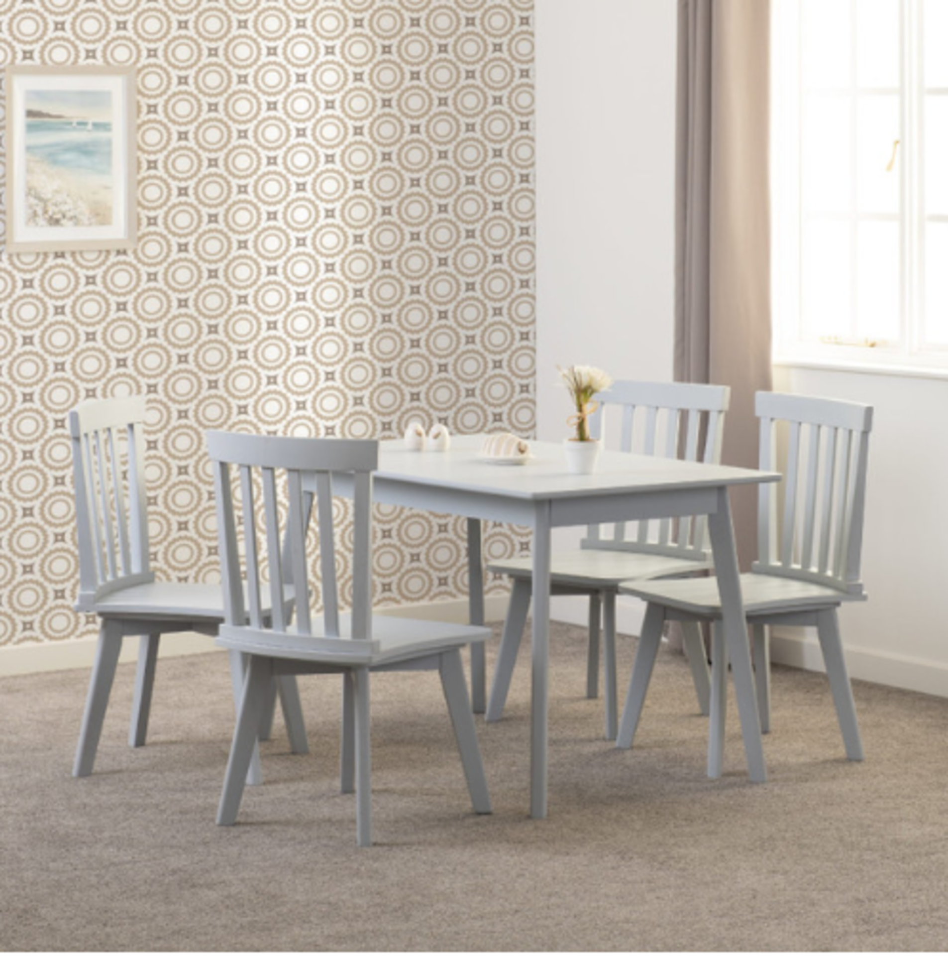 *EX DISPLAY* Matlock grey wooden 4 seater dining set. RRP: £299 - Image 3 of 4