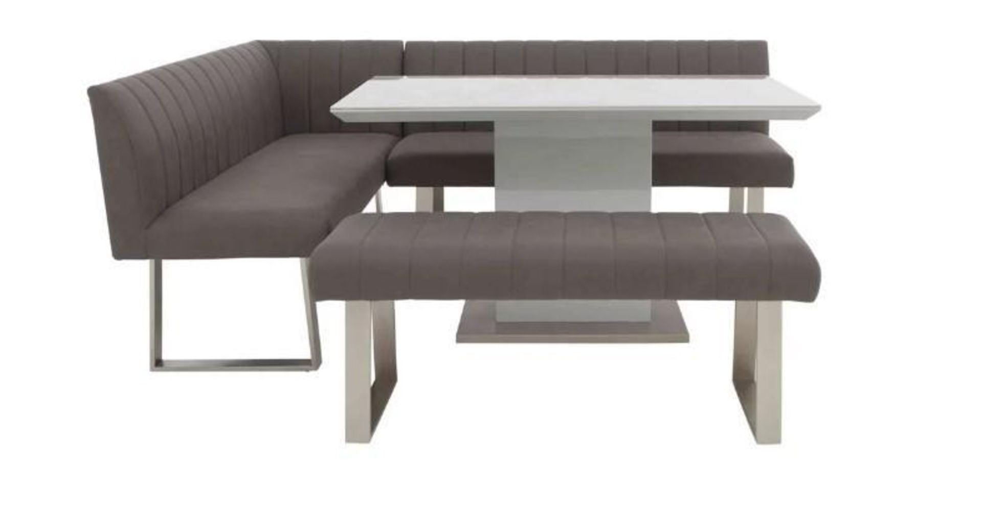 *EX DISPLAY* Furniture Village Grigio fixed dining. Corner bench and small bench. RRP: £1899 - Image 3 of 6