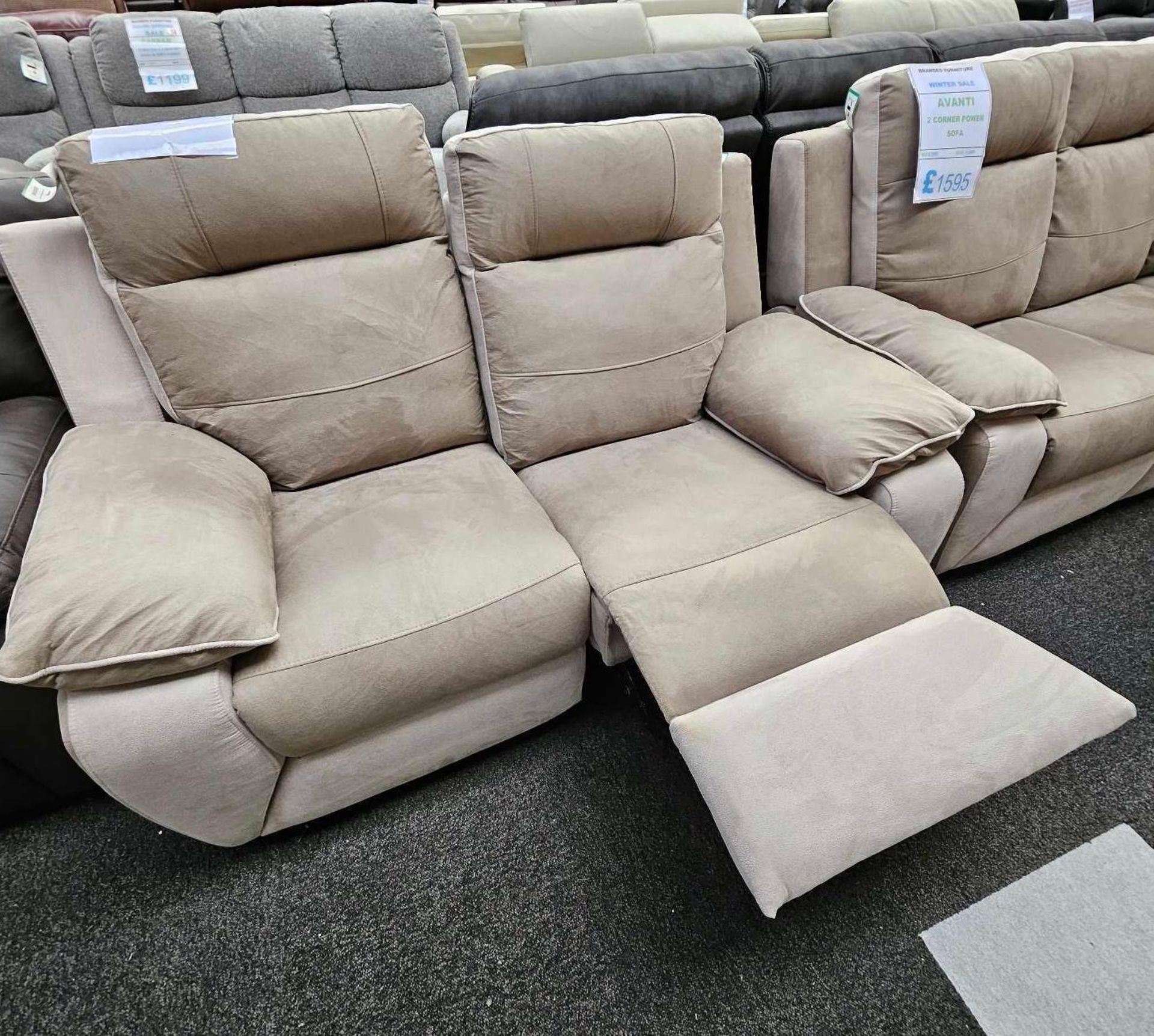 *EX DISPLAY* Sofa house Avanti 2 seater manual recliner sofa in two tone biscuit. - Image 2 of 2