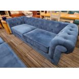 *EX DISPLAY* Pair of 3 seater habitat chesterfield sofas in blue velvet
