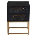 *BRAND NEW* Trisulli 2 drawer black plank oak storage cabinet with gold metal base. RRP: £189.99
