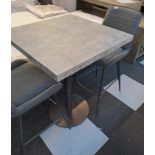 *EX DISPLAY* Furniture Village Moon concrete Grey marble finish bar table with 2 chairs. RRP: £649