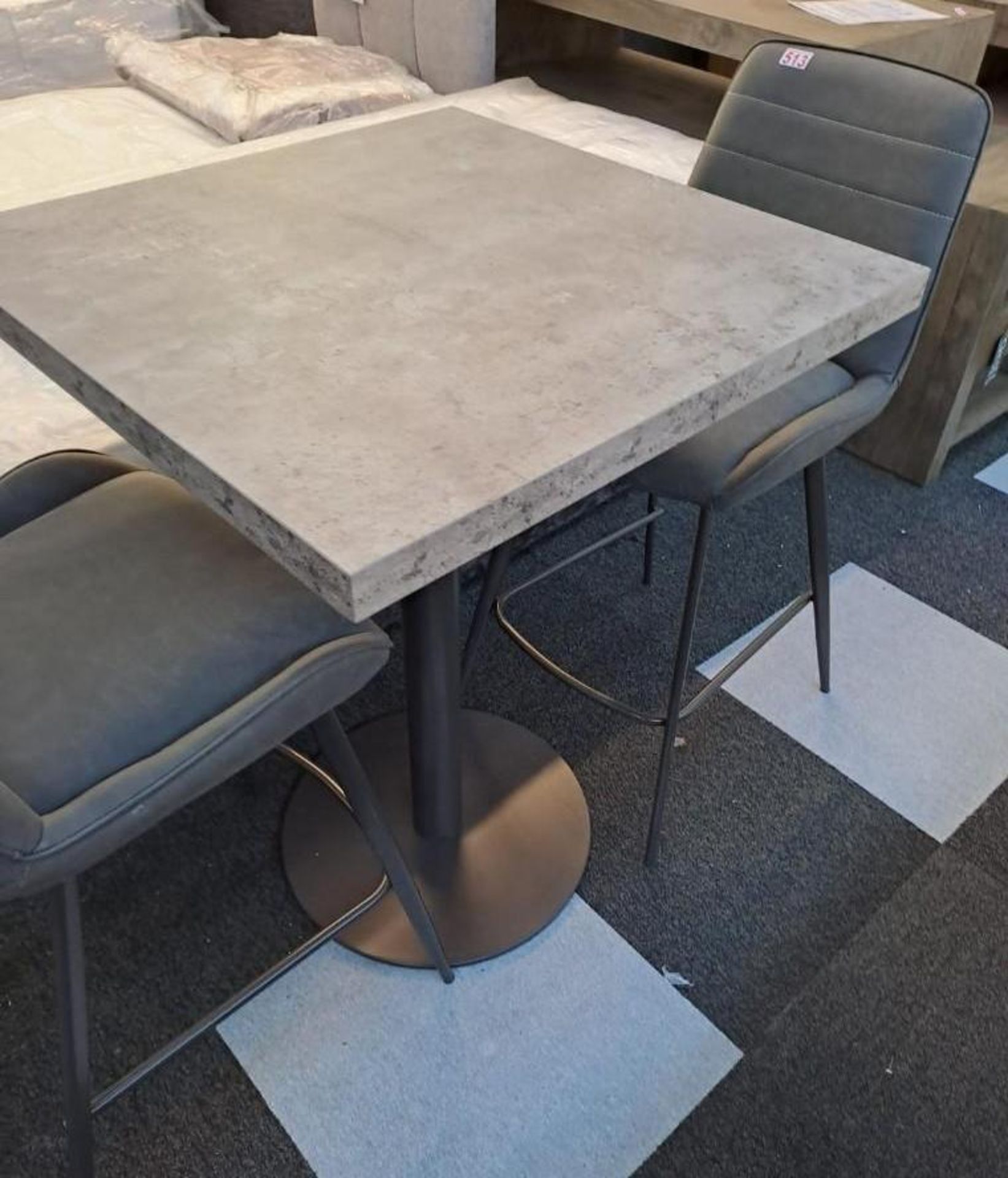 *EX DISPLAY* Furniture Village Moon concrete Grey marble finish bar table with 2 chairs. RRP: £649