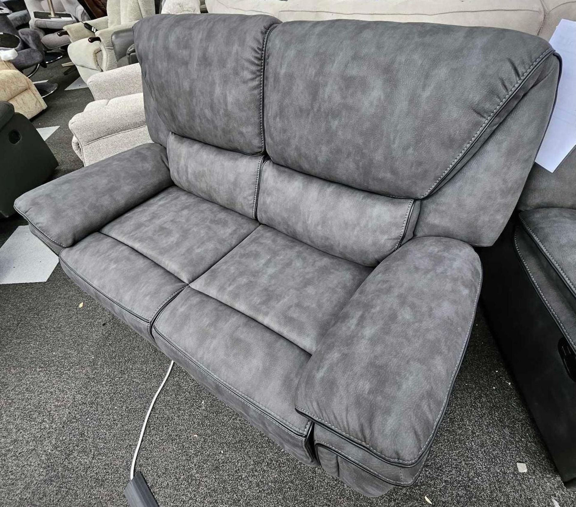 *EX DISPLAY* Boston rhino 3 + 2 seater manual recliner in rhino grey. - Image 2 of 2