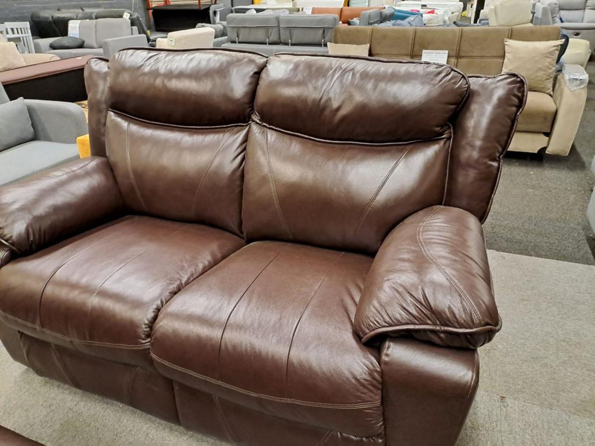 *EX DISPLAY* Santa fe 2 + 2 seater sofa in chocolate brown full leather. - Image 8 of 8