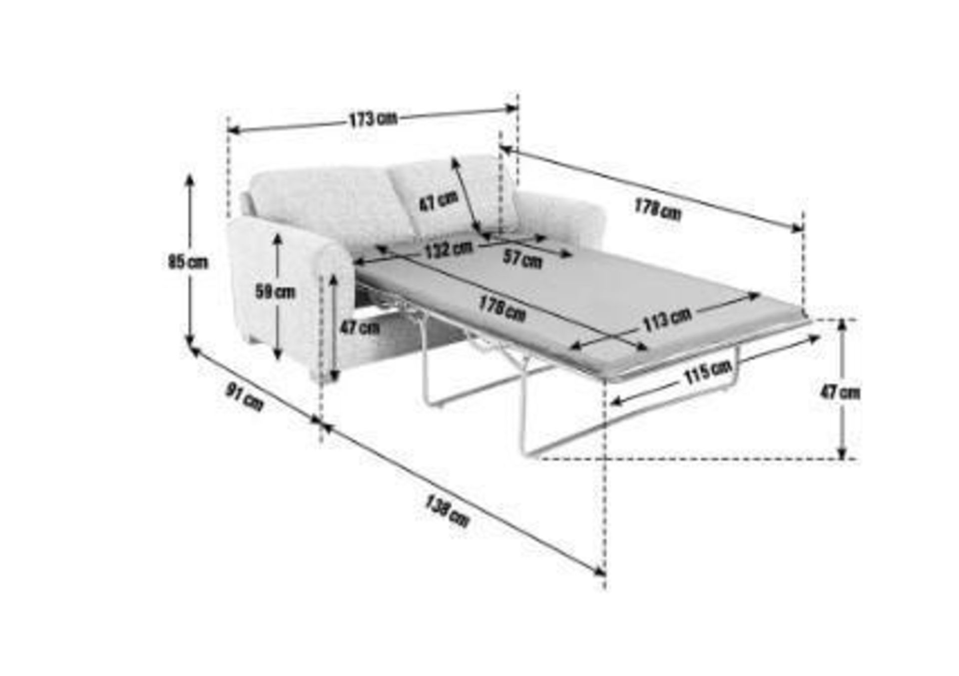 *EX DISPLAY* Habitat cream chenille metal action sofa bed - Image 4 of 4
