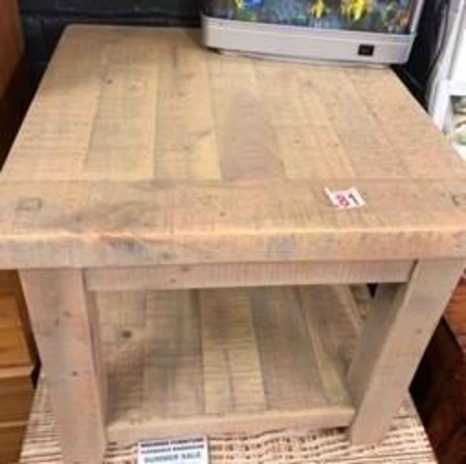 *EX DISPLAY* IFD Reclaimed distressed limed oak finish solid antique pine lamp table.